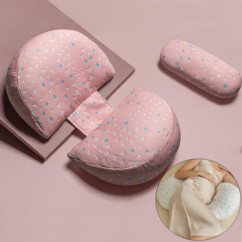 Pregnant Womens Pillows Side Sleeping Abdominal Support Waist Protection Summer Sweat Non Sticky Removable and Washable Pink - Image 1