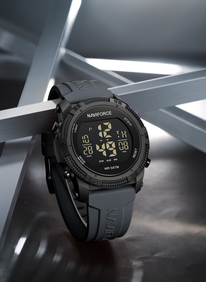 Fumed Silica Strap Multifunctional Digital LCD Wrist Watch For Men NF7104 B/GY