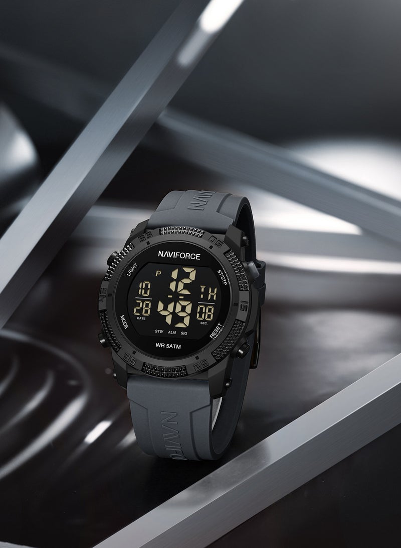 Fumed Silica Strap Multifunctional Digital LCD Wrist Watch For Men NF7104 B/GY