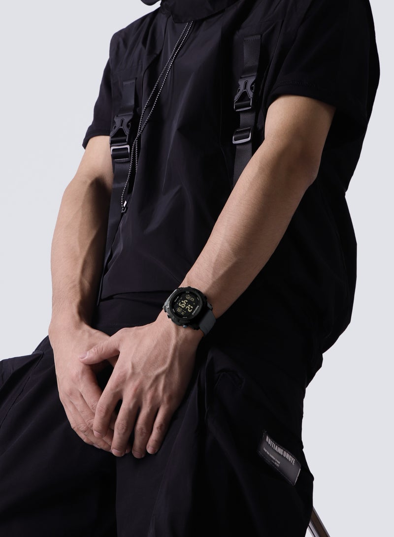 Fumed Silica Strap Multifunctional Digital LCD Wrist Watch For Men NF7104 B/GY