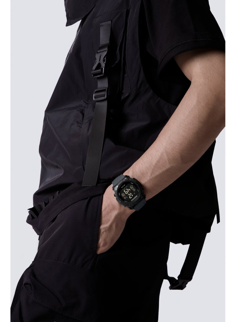 Fumed Silica Strap Multifunctional Digital LCD Wrist Watch For Men NF7104 B/GY