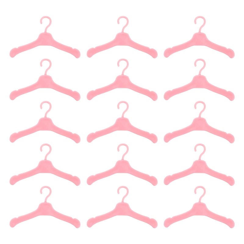 Pink Plastic Doll Clothes Hangers With Non Slip Clips 50 Pieces Space Saving Wardrobe Accessories - Image 2