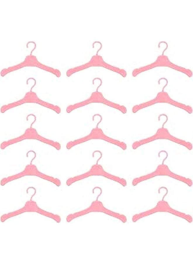 Pink Plastic Doll Clothes Hangers With Non Slip Clips 50 Pieces Space Saving Wardrobe Accessories - Image 1
