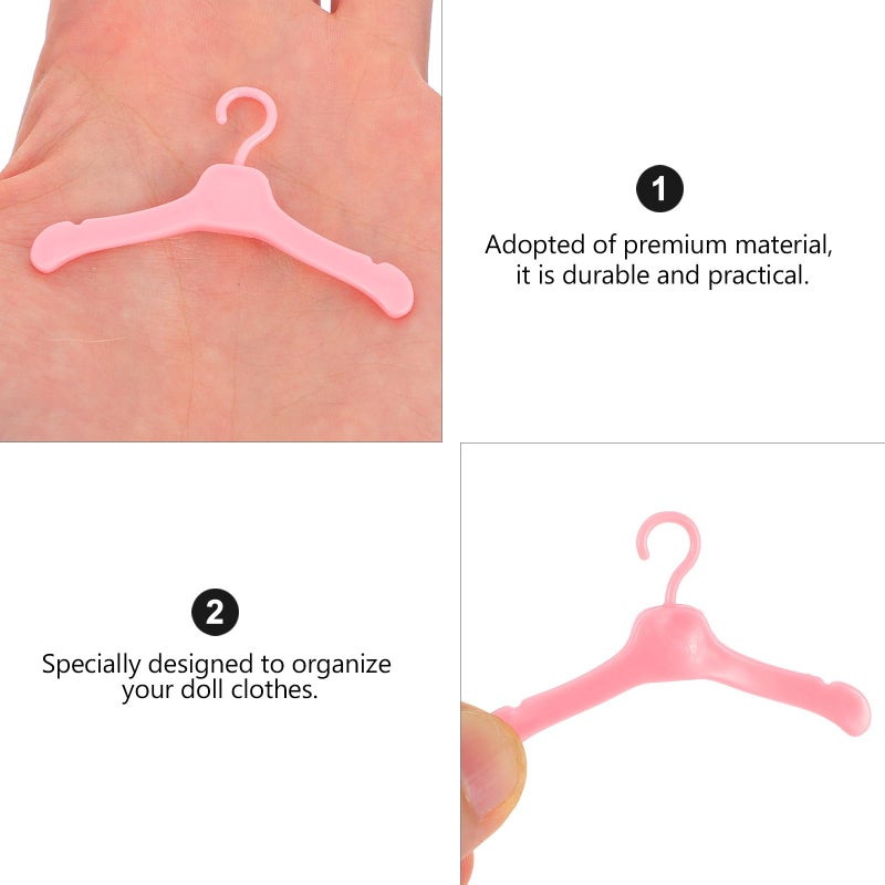 Pink Plastic Doll Clothes Hangers With Non Slip Clips 50 Pieces Space Saving Wardrobe Accessories - Image 5
