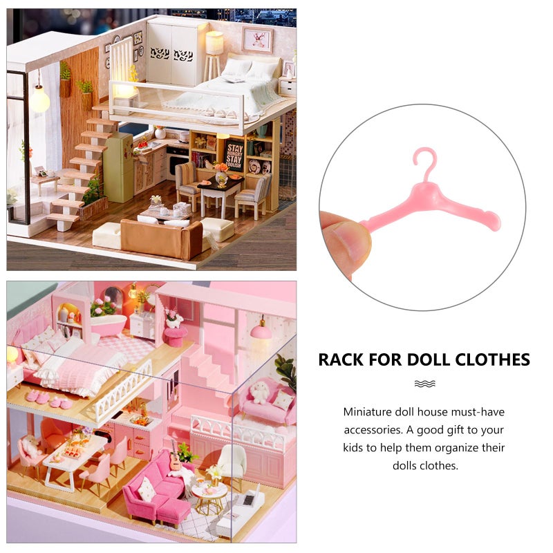 Pink Plastic Doll Clothes Hangers With Non Slip Clips 50 Pieces Space Saving Wardrobe Accessories - Image 3