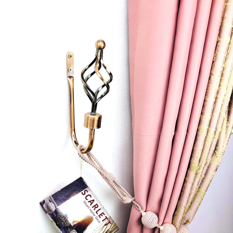 2 Pack Scarlet U Shape Metal Curtain Holdbacks - Wall Mount Curtain Holdbacks for Window Frame (Mounting Screws Included) Crown Forger Spiral Bolt (COPPER) - Image 3
