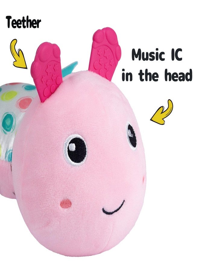 Sumobaby Infant Baby Musical Stuffed Animal Activity Soft Toys with Multi-Sensory Crinkle, Rattle and Textures, for Tummy Time Newborn 0-3-6-12 Months Girls, Caterpillar, Pink - Image 2