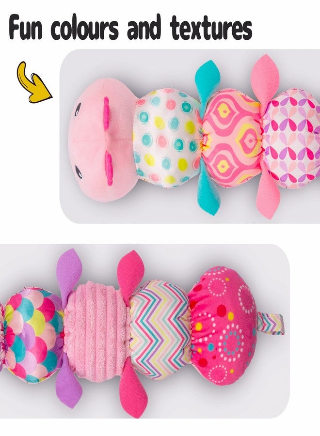 Sumobaby Infant Baby Musical Stuffed Animal Activity Soft Toys with Multi-Sensory Crinkle, Rattle and Textures, for Tummy Time Newborn 0-3-6-12 Months Girls, Caterpillar, Pink - Image 4