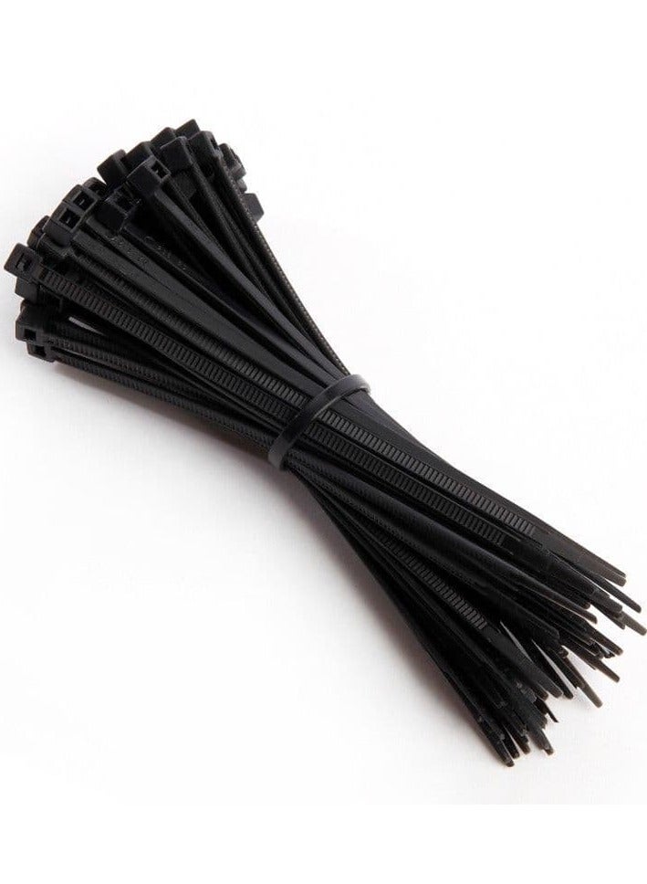 Yuwell 4.8X400MM Cable Ties 100 Pcs Wire Ties Self-Locking Heavy Duty Nylon Plastic Zip Ties Wraps For Office, Household And Outdoor Black - Image 1
