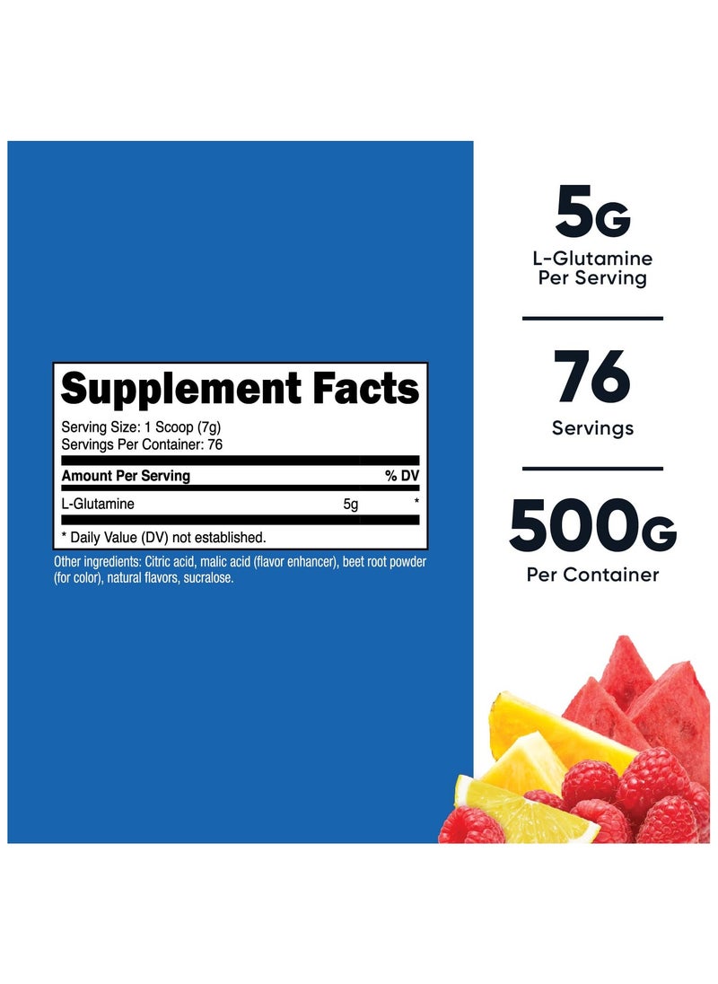 Nutricost - L-Glutamine, 5G L-Glutamine PEr Serving | 76 SERVINGS | 500 G Per Container - Furit punch naturally & artificially Flavored NET WT 17.9 OZ (1.1 LB ) ( 500 G) Dietary Supplement - Image 1