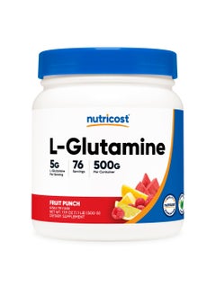 L-Glutamine, 5G L-Glutamine PEr Serving | 76 SERVINGS | 500 G Per Container - Furit punch naturally & artificially Flavored NET WT 17.9 OZ (1.1 LB ) ( 500 G) Dietary Supplement