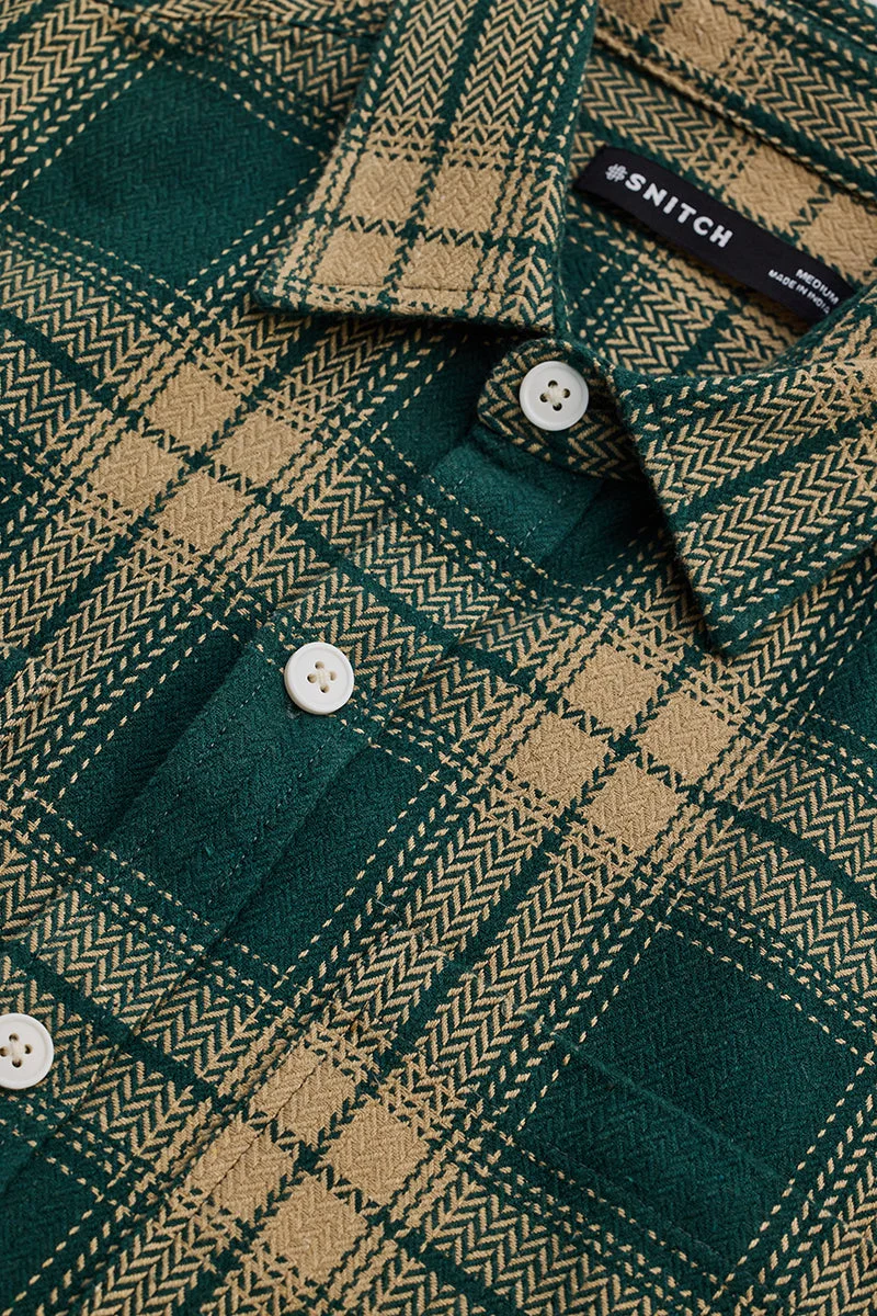 SNITCH Dark Green Flannel Checks Overshirt