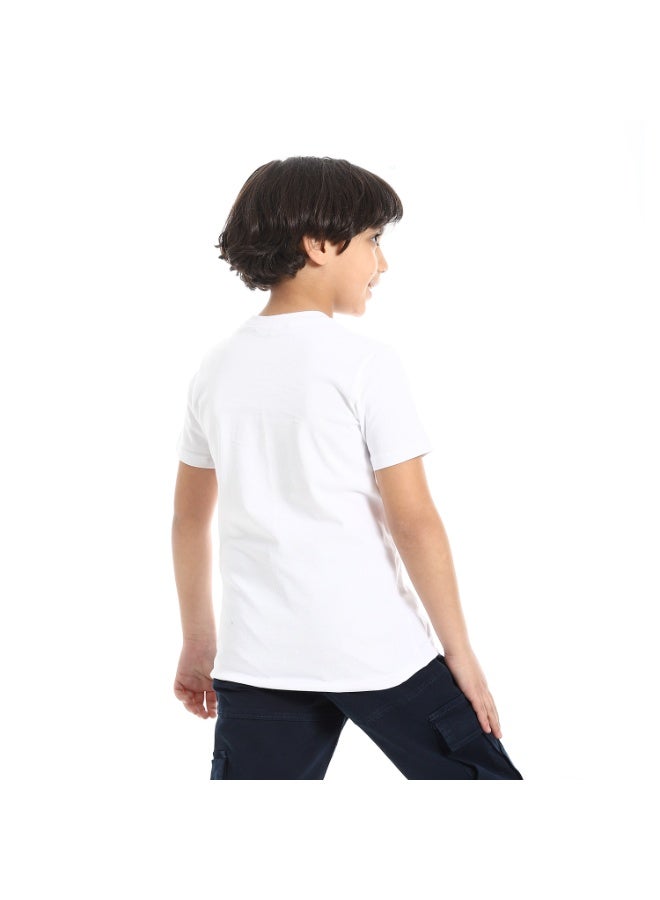 Round Neck Printed Short Sleeve Boy T-shirt_Off White