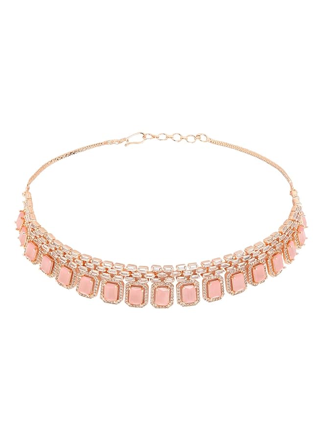 YouBella Jewelery Celebrity Inspired Premium Jewelery Necklace Set With Earrings For Girls And Women Rose Gold - Image 4