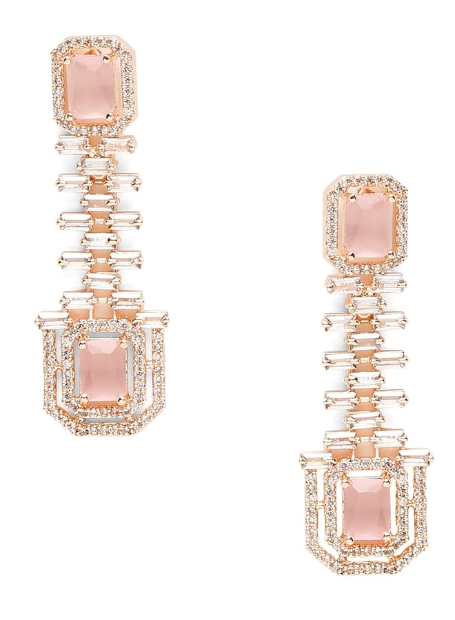 YouBella Jewelery Celebrity Inspired Premium Jewelery Necklace Set With Earrings For Girls And Women Rose Gold - Image 5