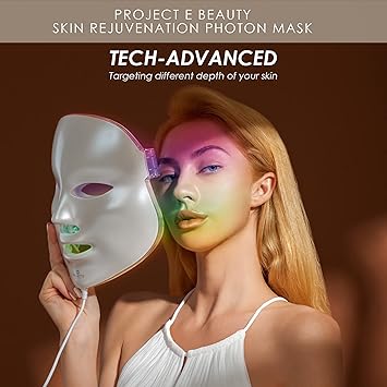 Project E Beauty Project E Beauty Skin Rejuvenation Photon Device 7 Color LED Photon Light Therapy Treatment Antiaging Acne Spot Scar Removal Smooth Wrinkles Fine Lines Tightening Facial Skin Care - Image 5