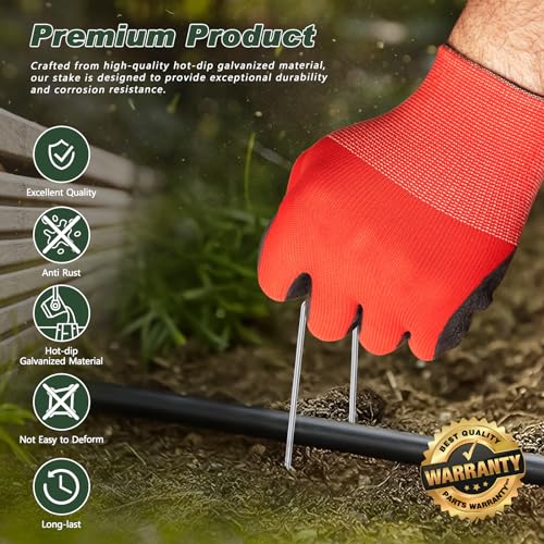 FEED GARDEN 6 Inch 200 Pack Galvanized Landscape Staples 11 Gauge Anti-Rust Garden Stakes Landscaping Fabric SOD Pins Yard Stakes for Christmas Decoration Weed Barrier Fabric - Image 3