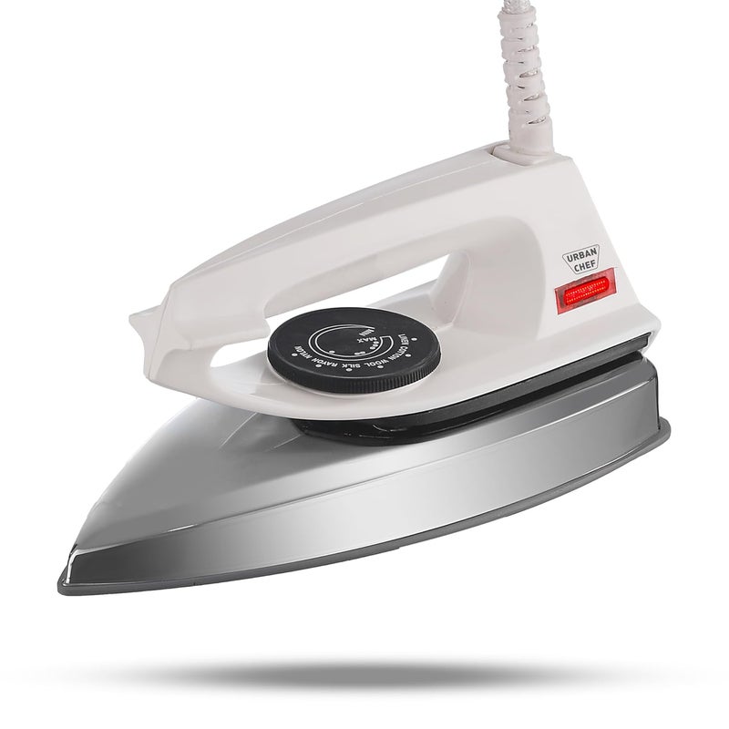 Urban Chef Iron Press 1 Year Warranty 1000 Watt Iron Box Press Iron Electric Iron Dry Iron Iron for Clothes Press for Clothes Light Weight NonStick Coated Heavy Sole Plate White Black - Image 1