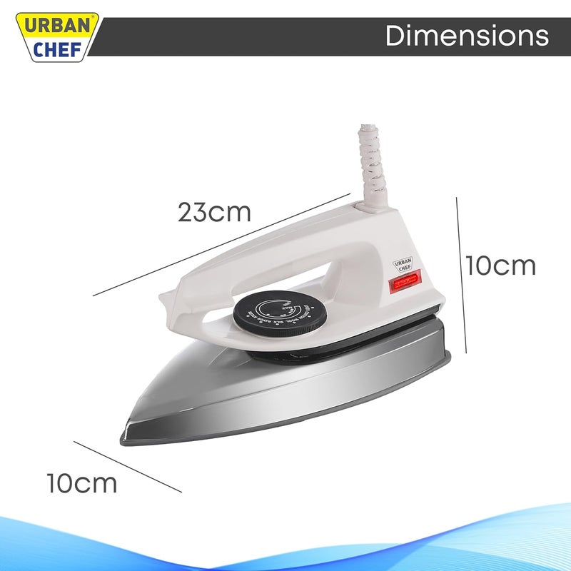 Urban Chef Iron Press 1 Year Warranty 1000 Watt Iron Box Press Iron Electric Iron Dry Iron Iron for Clothes Press for Clothes Light Weight NonStick Coated Heavy Sole Plate White Black - Image 4