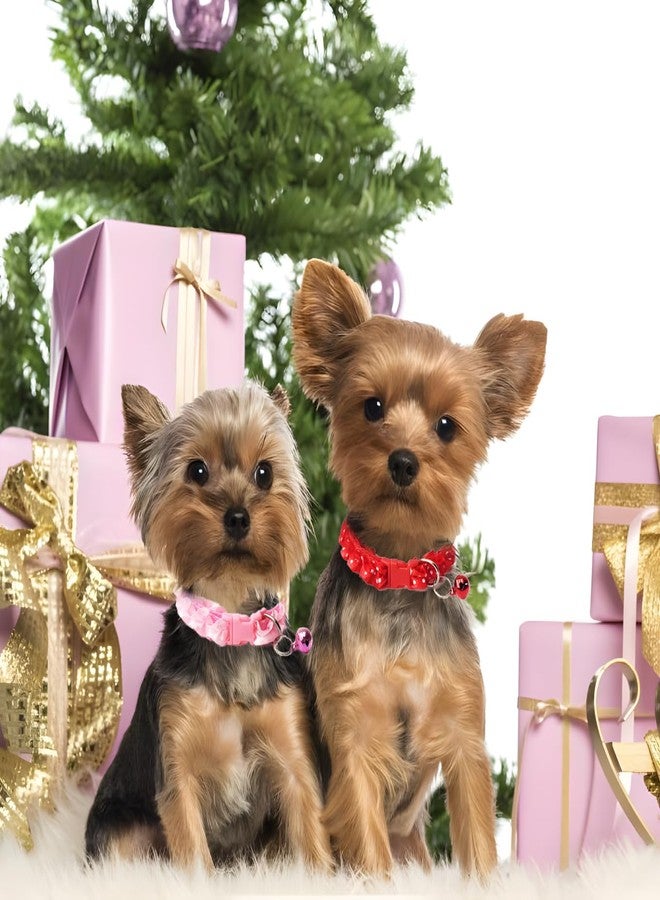 طوق جرو وردي اللون مع جرس، طوق قطط صغير جدًا للبنات، مزين بدانتيل لطيف وإبزيم قابل للتعديل، مناسب للكلاب الصغيرة جدًا (XXS)، الجراء، الإناث، الحيوانات الأليفة الصغيرة، الذكور، القطط الصغيرة، يوركشاير، تشيهواهوا، كلاب صغيرة جدًا (XS). - Image 2