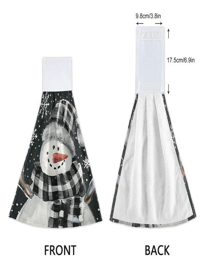 Boccsty White Snowman Winter Fingertip Bath Towels 2 Pcs Christmas Buffalo Plaid Hanging Kitchen Hand Towel Absorbent Dish Cloths for Bathroom Farmhouse Tabletop Home Decor - Image 4