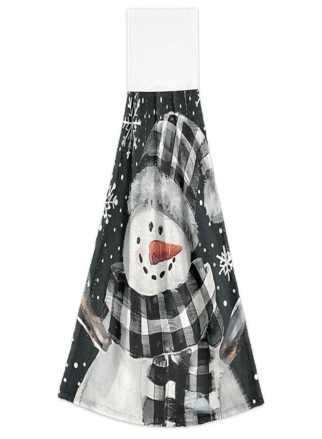 Boccsty White Snowman Winter Fingertip Bath Towels 2 Pcs Christmas Buffalo Plaid Hanging Kitchen Hand Towel Absorbent Dish Cloths for Bathroom Farmhouse Tabletop Home Decor - Image 2