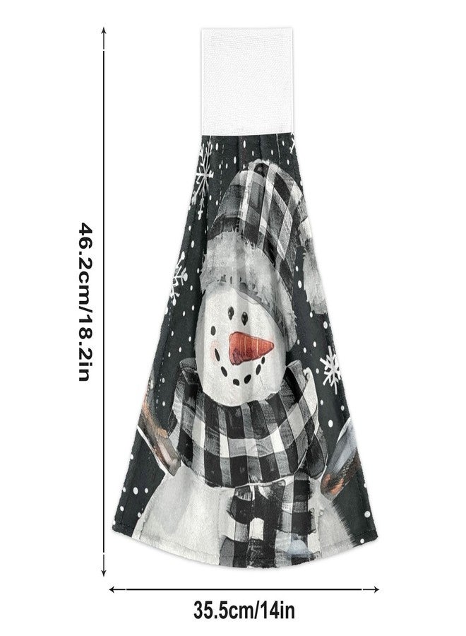 Boccsty White Snowman Winter Fingertip Bath Towels 2 Pcs Christmas Buffalo Plaid Hanging Kitchen Hand Towel Absorbent Dish Cloths for Bathroom Farmhouse Tabletop Home Decor - Image 3