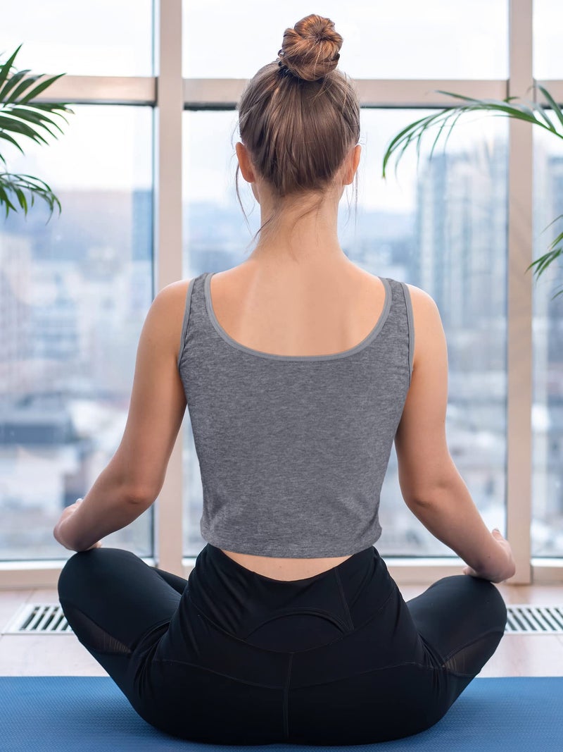 Geyoga 6 Pieces Women Basic Crop Tank Tops Sleeveless Sports Crop Top(Large,Retro Color) - Image 5