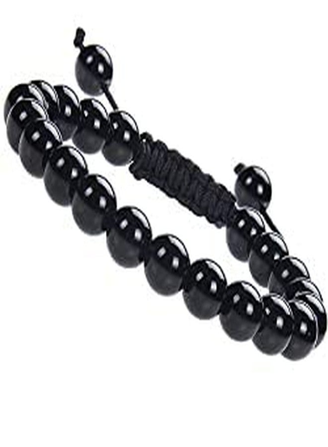 IS4A BLACK AGATE STONE EVIL EYE BRACELET OF PROTECTION BRACELET HELPS RELEASING NEGATIVITY (Black, 6 mm) - Image 4
