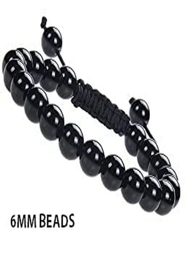 IS4A BLACK AGATE STONE EVIL EYE BRACELET OF PROTECTION BRACELET HELPS RELEASING NEGATIVITY (Black, 6 mm) - Image 3