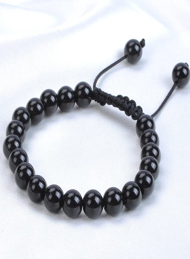 IS4A BLACK AGATE STONE EVIL EYE BRACELET OF PROTECTION BRACELET HELPS RELEASING NEGATIVITY (Black, 6 mm) - Image 5