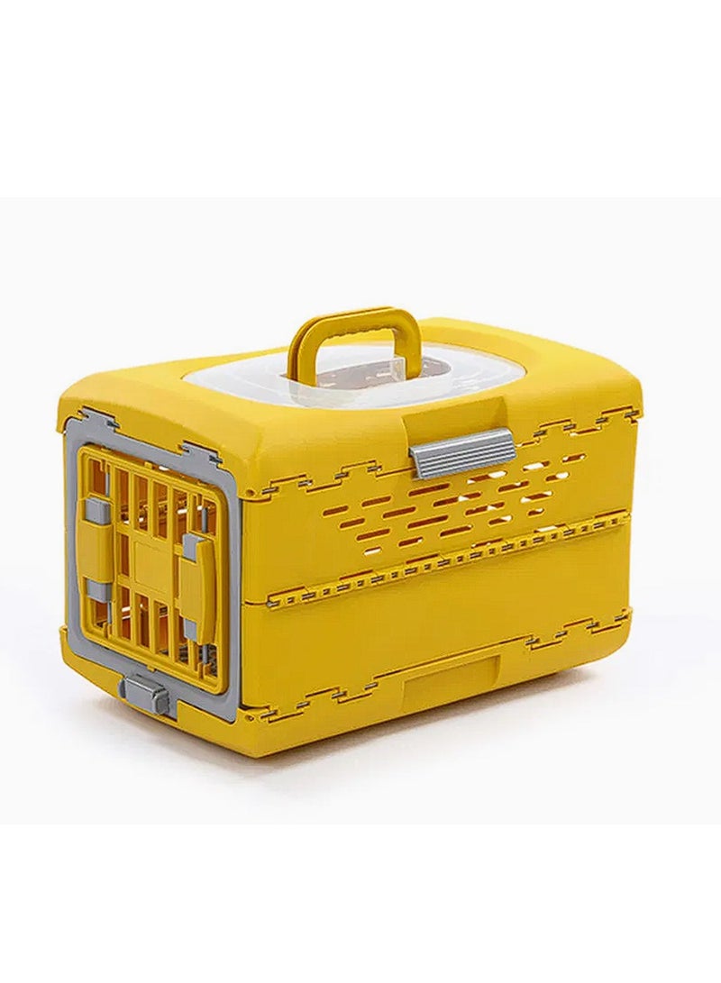 قفص محمول للكلاب والقطط قابل للطي - قفص صغير لحمل الحيوانات الأليفة، أصفر (48 × 30 × 32 سم) - Image 1