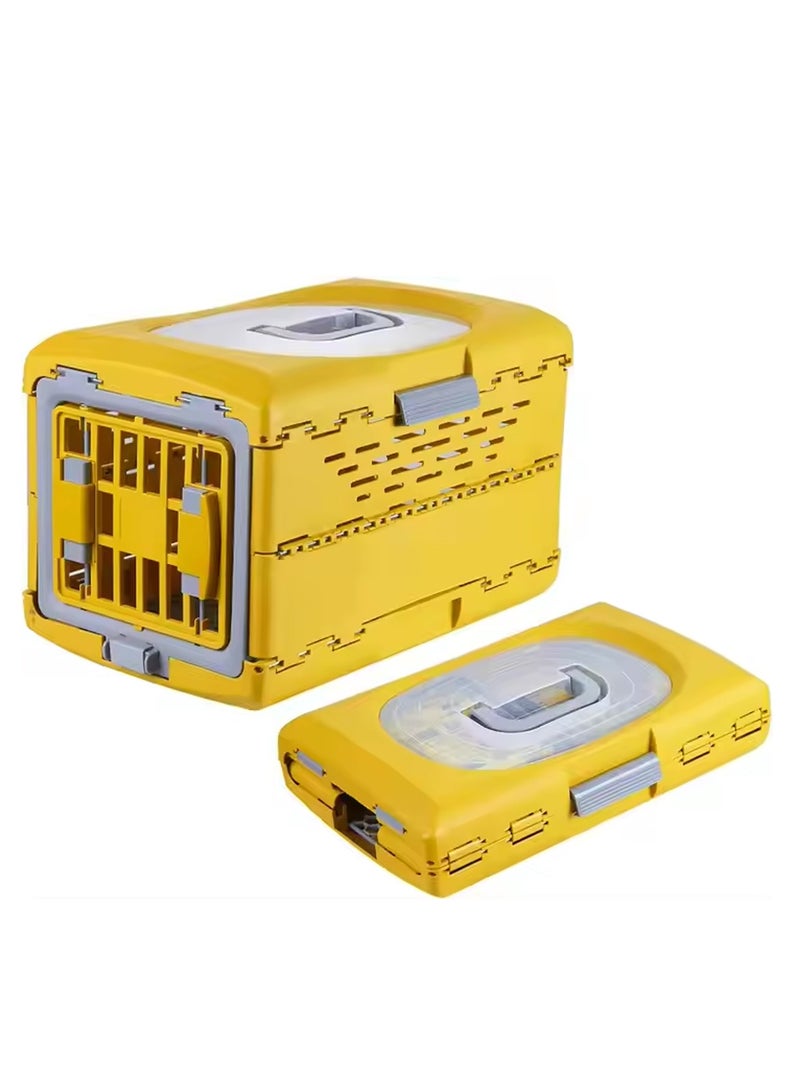 قفص محمول للكلاب والقطط قابل للطي - قفص صغير لحمل الحيوانات الأليفة، أصفر (48 × 30 × 32 سم) - Image 4