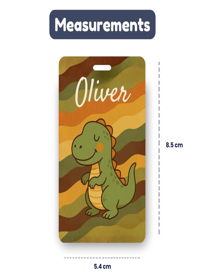 Kidzook Personalized Name Bag Tag | Custom Luggage Tag for Kids & Adults - PVC Luggage Tag for Travel, School, Office, Camping | Dino Theme Design with Silicone Strap (Pack of 1) - Image 5