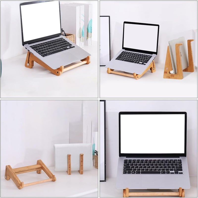 Wooden Laptop Holder Adjustable Stand for 13-15.6 Inch Laptops with Cooling Design Height-Enhancing Computer Stand for Home and Office Use - Image 4