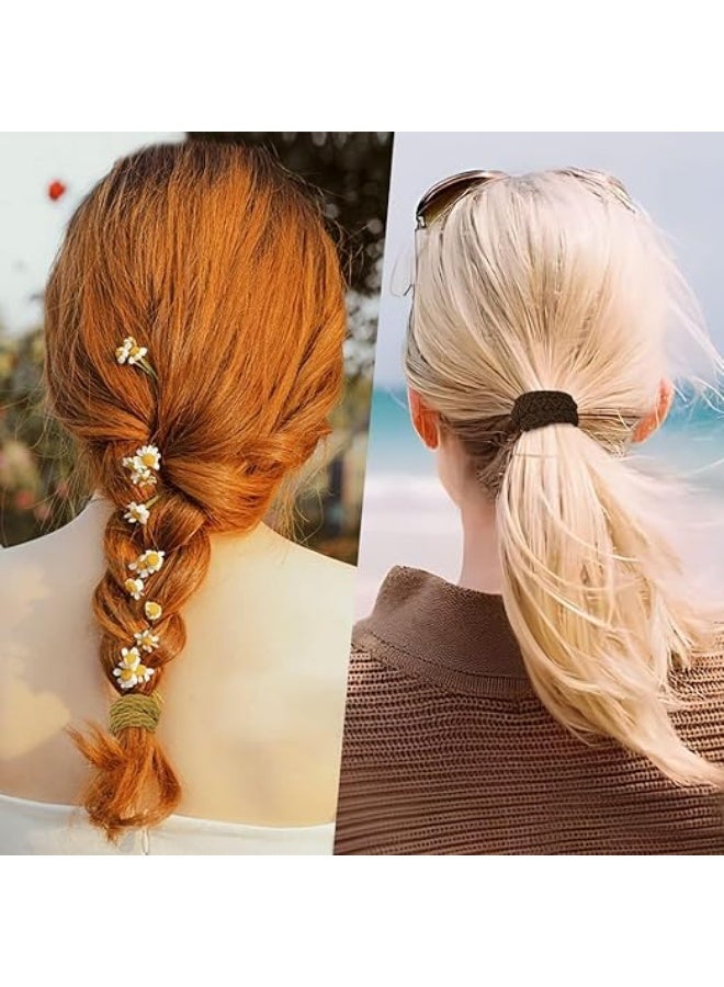 6 Pcs Soft Pony Holders, Elastics Hair Bands for Thick or Curly Hair for Women and Girls, Fancy Hair Ties – Black & White - Image 4