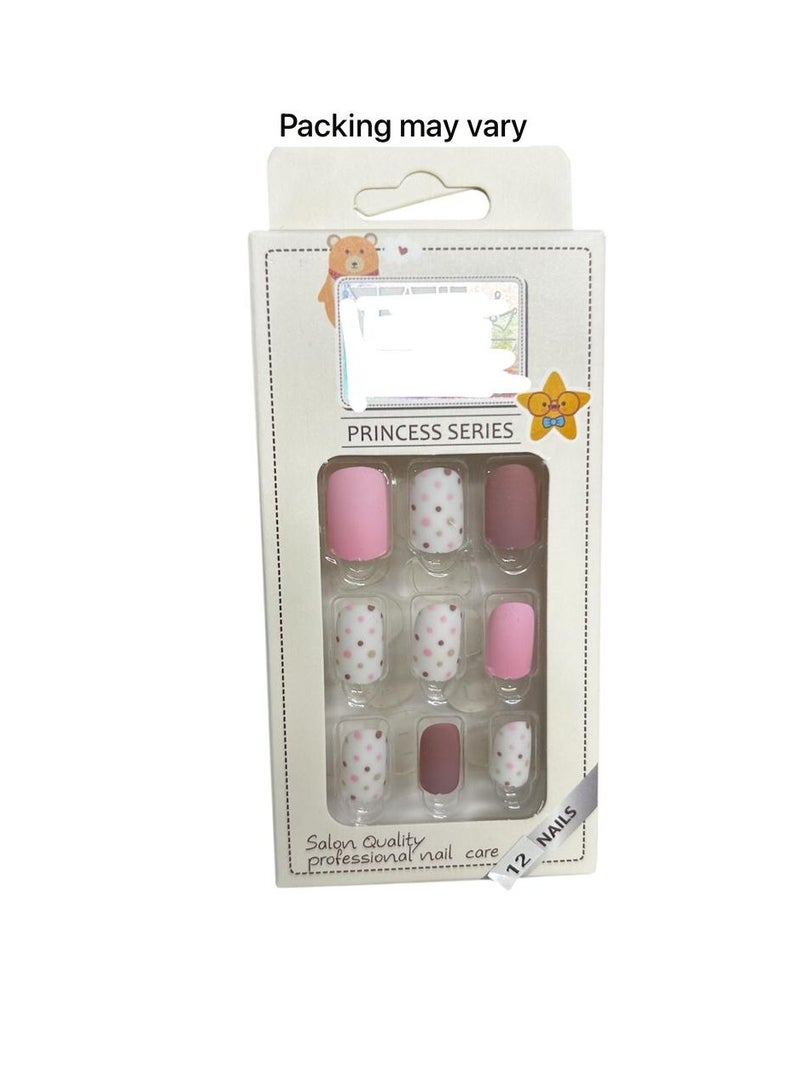 Generic 12 Pack Kids False Nails - Unique Design Double-Sided Adhesive 