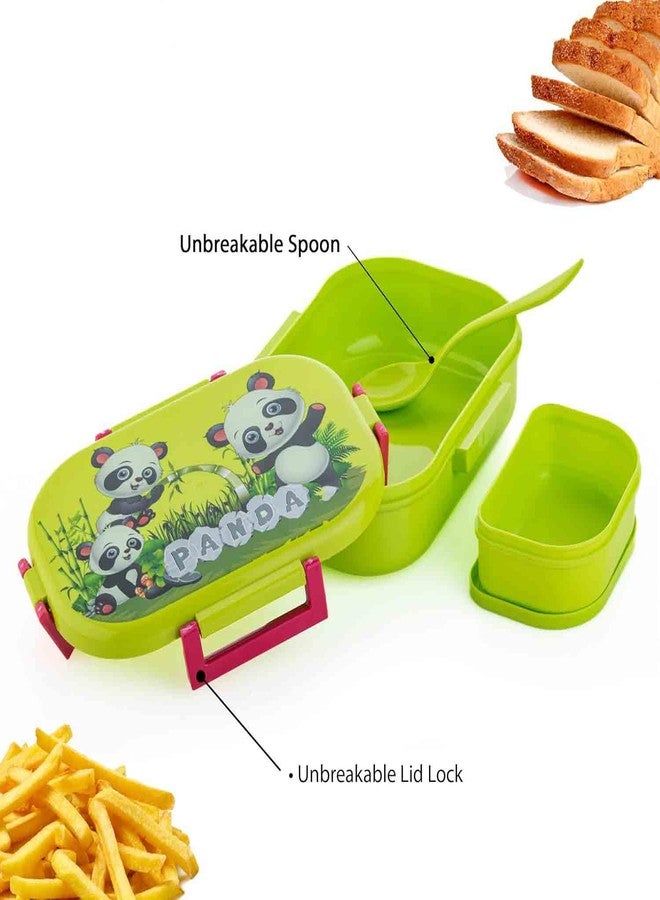 LEKORED Kids Lunch Box with Spoon, BPA-Free Leak-Proof Food Container, Food Grade Material, Multiple Compartments, 21x15x6 cm, Includes Small Box and Plastic Spoon (Green) - Image 5