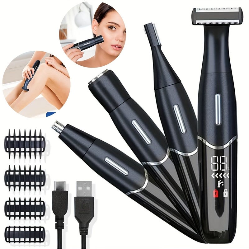 4 In 1 Electric Shaver And Bikini Trimmer USB Rechargeable Women Body Face Shaver Suitable For Men Women Private Parts Legs Arms Armpits Whole Body Green - Image 5
