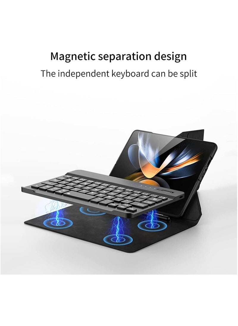 Samsung Galaxy Z Fold 4 Bluetooth Keyboard Case Leather Cover with (Keyboard Case + Fold 4 Case + S Pen) Kickstand Wireless Bluetooth Connects Detachable Keyboard for Galaxy Fold 4  - Image 2