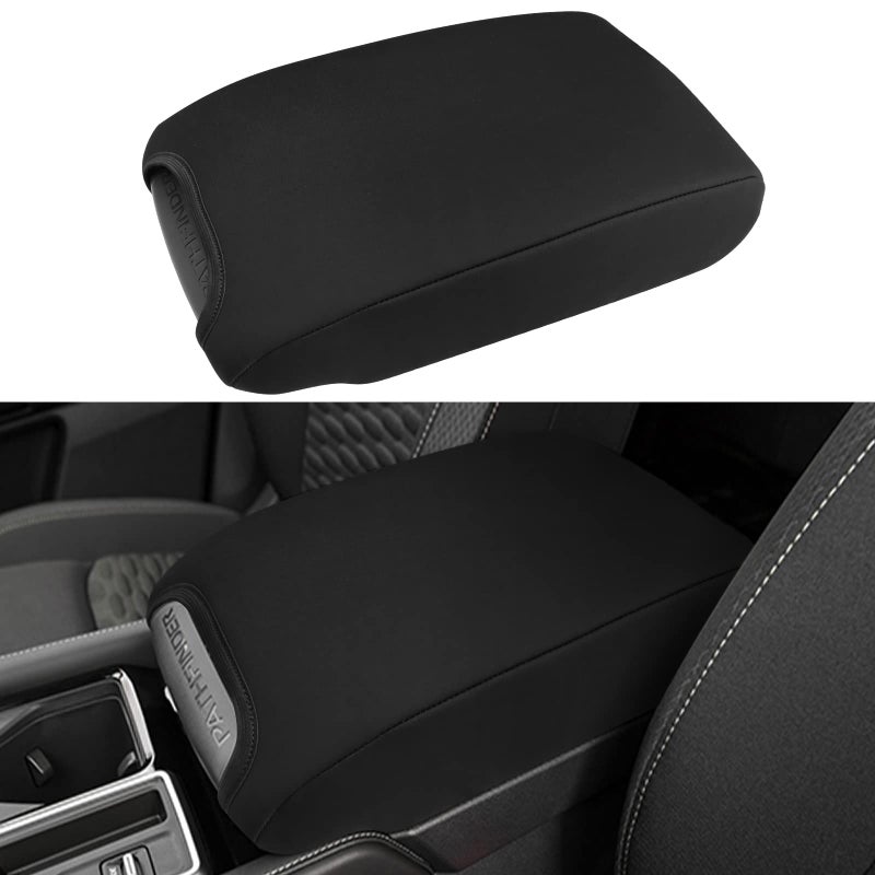 INTGET Car Center Console Armrest Cover for 2022 2023 2024 Nissan Pathfinder Accessories Interior Leather Middle Console Lid Protector Replacement for Pathfinder Console Cover Black Neoprene