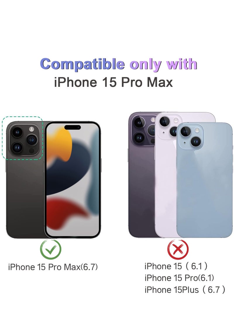 TLAXCA for iPhone 15 Pro Max Case with 2 x Tempered Glass Screen Protector 1 x Universal Cell Phone Lanyard Fashionable Design Phone Cover for Women Girls Gradient Color - Image 2