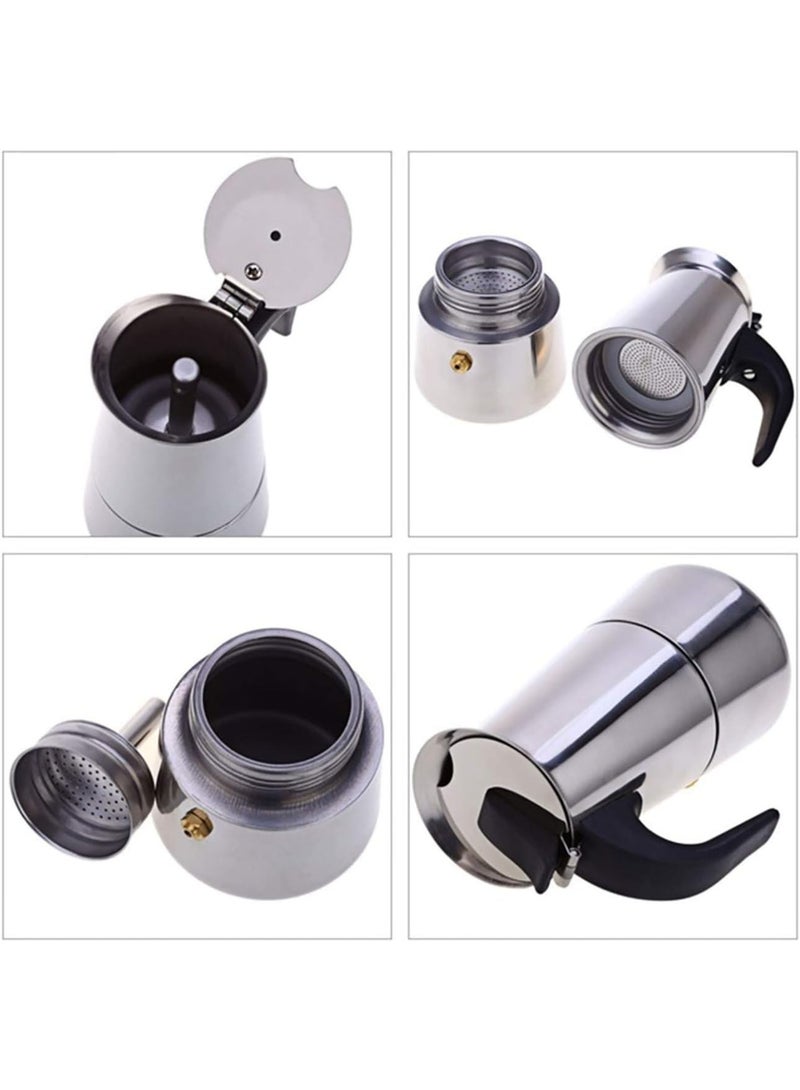 ماكينة تحضير اسبريسو على الموقد – إبريق موكا (200 مل، 4 أكواب) – ماكينة اسبريسو وكابتشينو من الفولاذ المقاوم للصدأ - Image 3