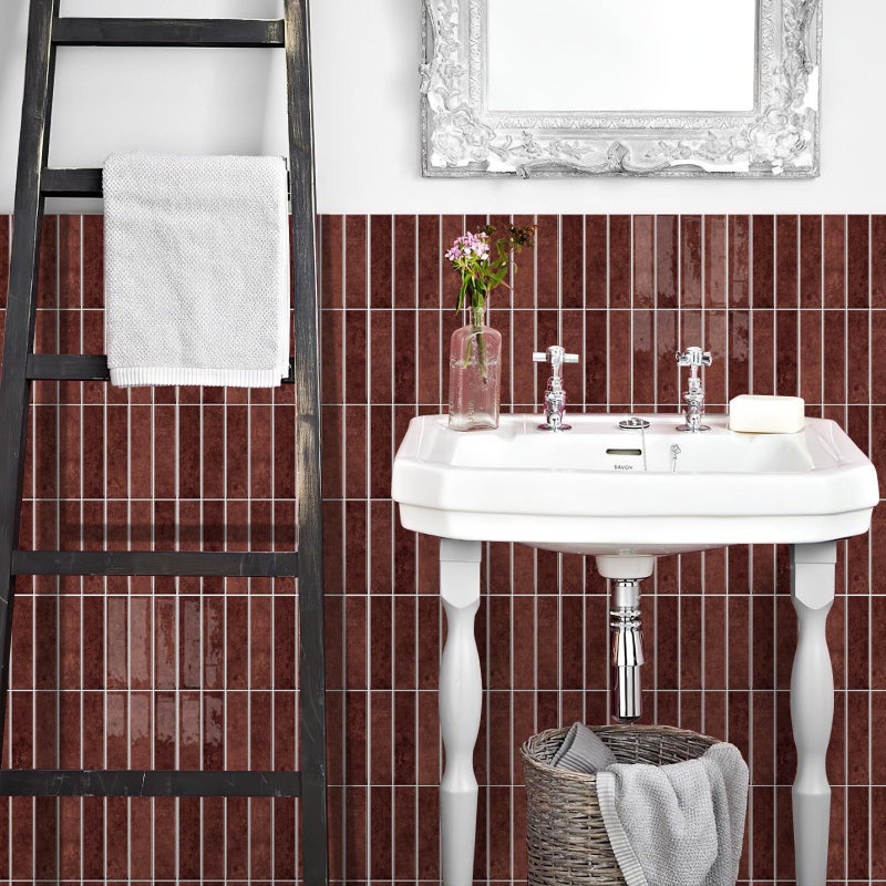 Alwayspon 10 Sheets 12" x12'' Retro Red 3D Vinyl Backsplash Tiles, Self-Adhesive Peel and Stick Wall Tile Stickers Stick on Subway Tiles for Kitchen Bathroom Wall - Image 5