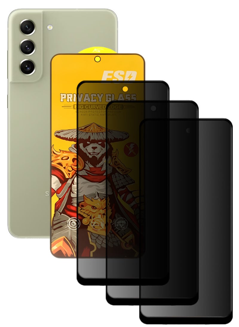 ESD 3 Pieces Tempered Dustproof Privacy Glass Screen Protector Compatible For Samsung Galaxy S21 FE - Image 1