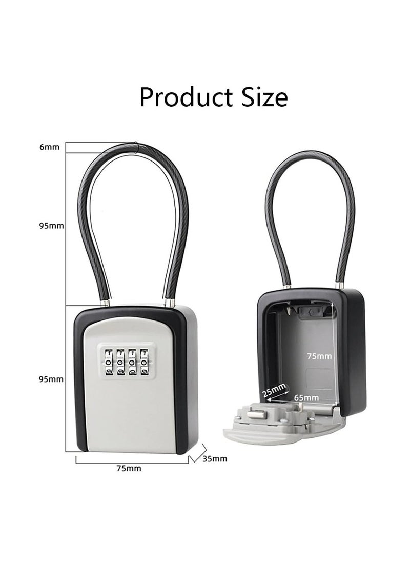CMGTYYD - Key Lock Box, Lock Box Wall Mount Combination Lockbox, Portable Waterproof Key Storage Lockbox with Removable Cable Handle, Storage Box for Home Garage Office Warehouse Spare Key - Image 1