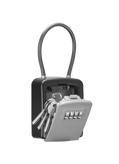Key Lock Box, Lock Box Wall Mount Combination Lockbox, Portable Waterproof Key Storage Lockbox with Removable Cable Handle, Storage Box for Home Garage Office Warehouse Spare Key