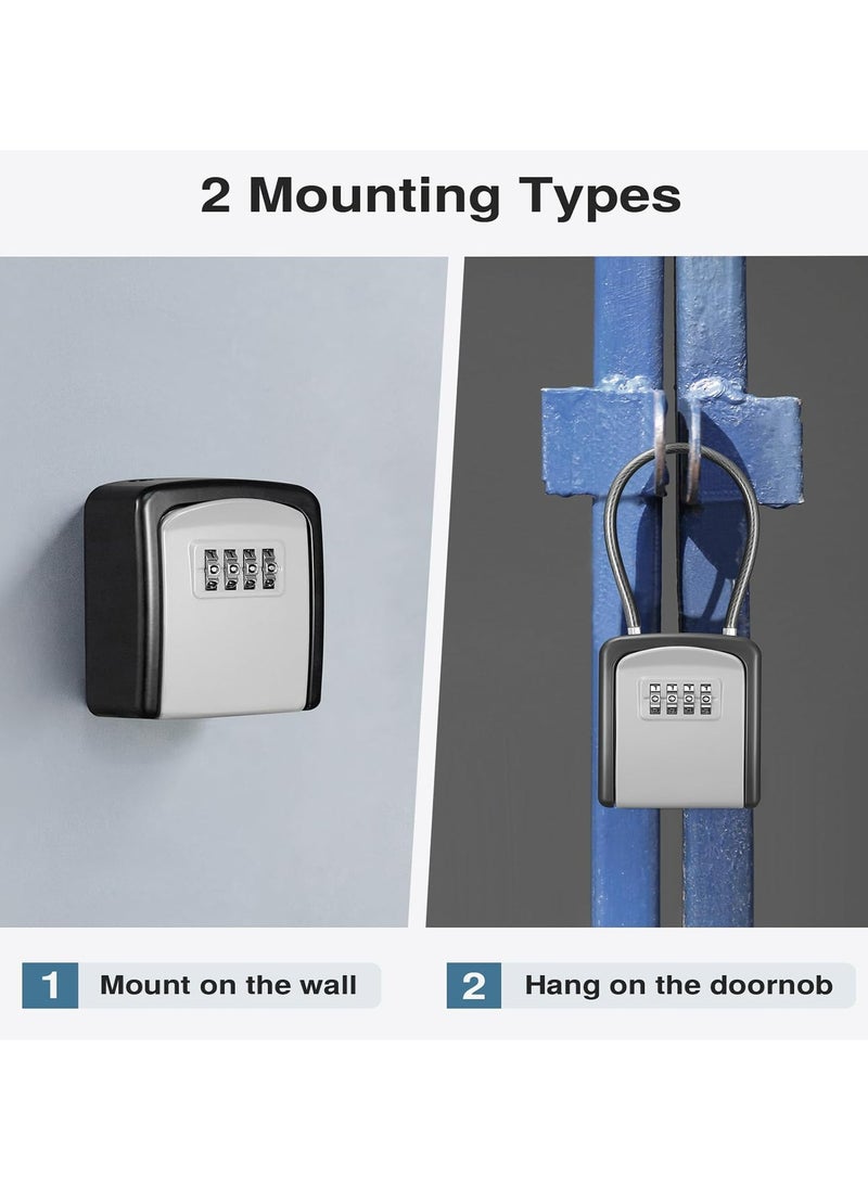 CMGTYYD - Key Lock Box, Lock Box Wall Mount Combination Lockbox, Portable Waterproof Key Storage Lockbox with Removable Cable Handle, Storage Box for Home Garage Office Warehouse Spare Key - Image 1