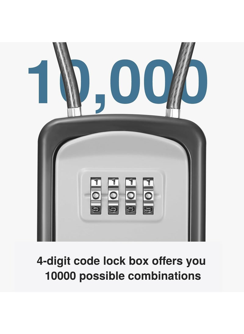 CMGTYYD - Key Lock Box, Lock Box Wall Mount Combination Lockbox, Portable Waterproof Key Storage Lockbox with Removable Cable Handle, Storage Box for Home Garage Office Warehouse Spare Key - Image 1