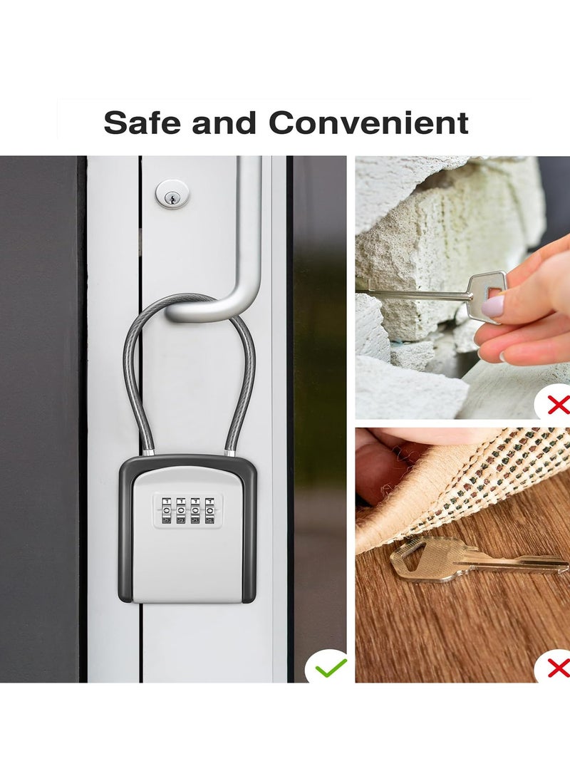 CMGTYYD - Key Lock Box, Lock Box Wall Mount Combination Lockbox, Portable Waterproof Key Storage Lockbox with Removable Cable Handle, Storage Box for Home Garage Office Warehouse Spare Key - Image 1